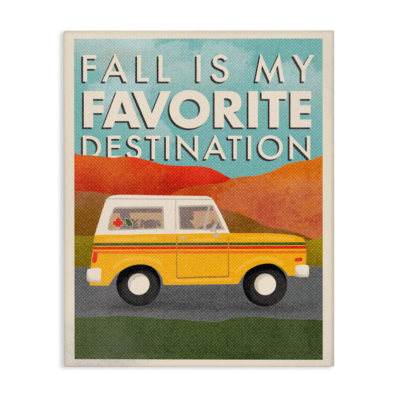 Toile rétro «Fall Favorite Destination» par Jilly Jack Designs, H 20 po x l 16 po