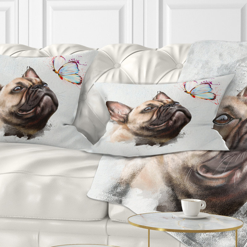 Coussin pour chien en français avec papillon