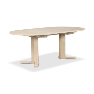 78" W Mid-Century Modern Oval Dining Table, Natural W/ Leaf, White Oak