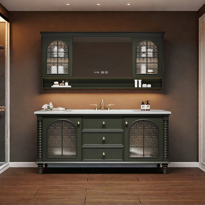 American retro-style smart bathroom cabinet, 31.49" H x 62.99" W x 21.65" D 