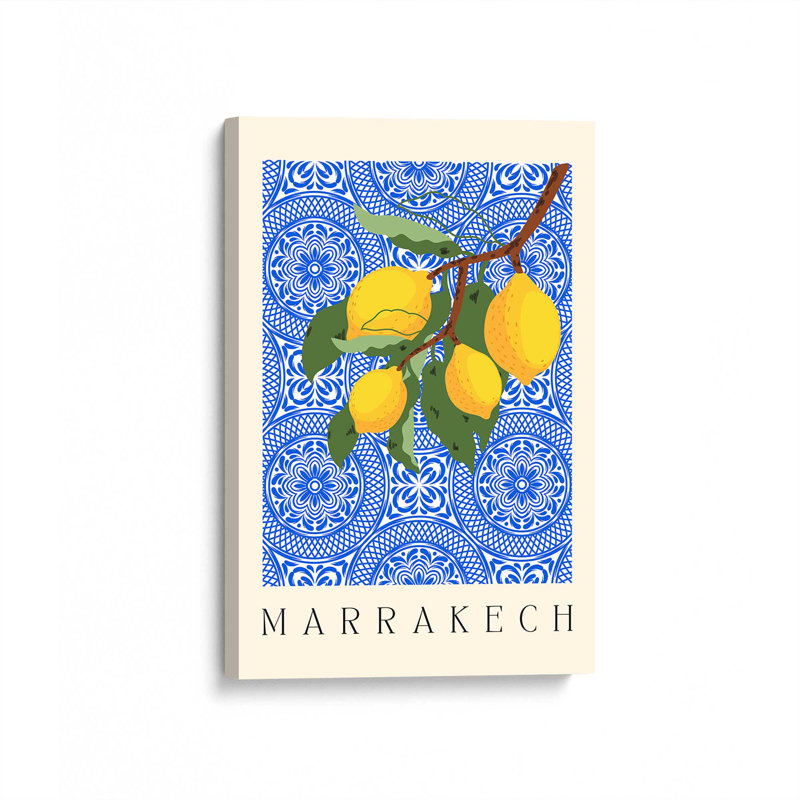 Toile tendue marocaine au charme citron, H 18 po x l 12 po