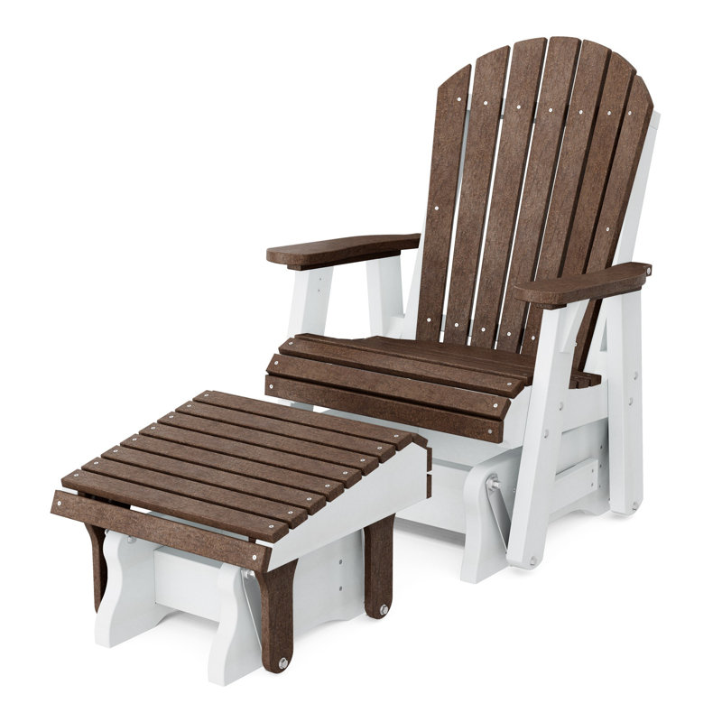 Fauteuil oscillant simple avec repose-pieds Delja, Brun Tudor / blanc