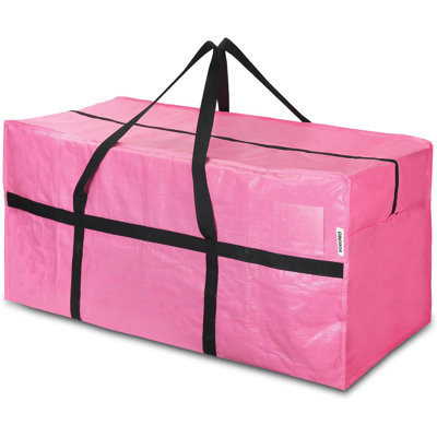 66 Gallon Heavy Duty Polyethylene Moving Bag Large Waterproof Storage Tote with Label Pocket