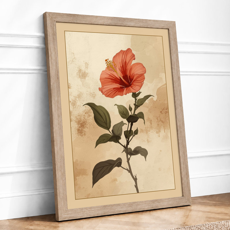 Hibiscus Study Botanical - Print, Oak, A3 - 42.0 x 29.7 cm