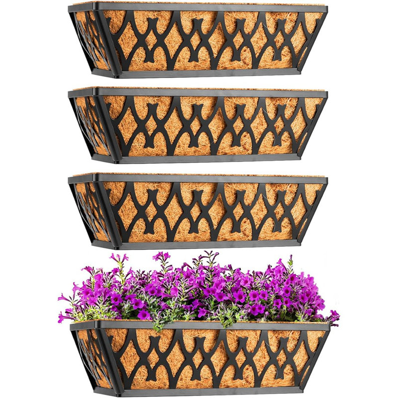 Ensemble de 4 boîtes à fleurs de 16 pouces avec jardinières