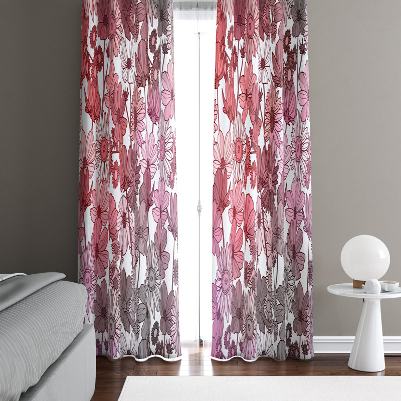 Panneau de rideau simple semi-transparent floral, L 20 po x L 52 po