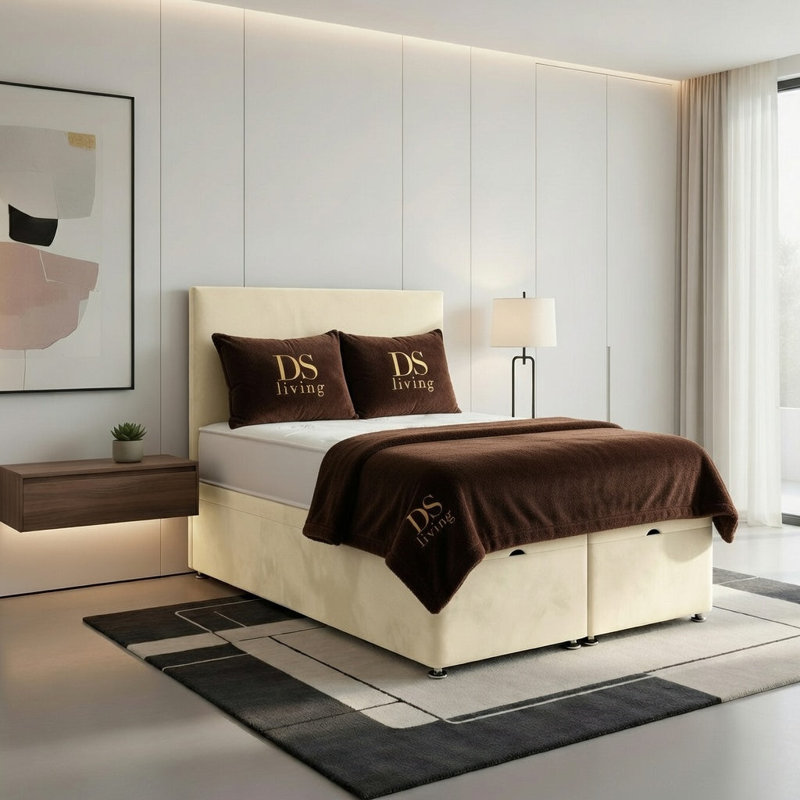 Upholstered Bed, Cream, Double