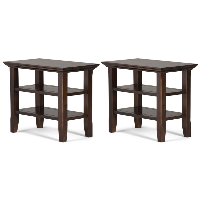 Acadian 14 Inch Solid Wood Transitional Narrow Side Table In Brunette Brown (Set Of 2), Brown