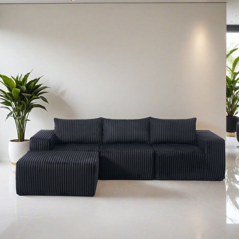 Canapé-lit modulaire 4 pièces pour salon, Polyester noir