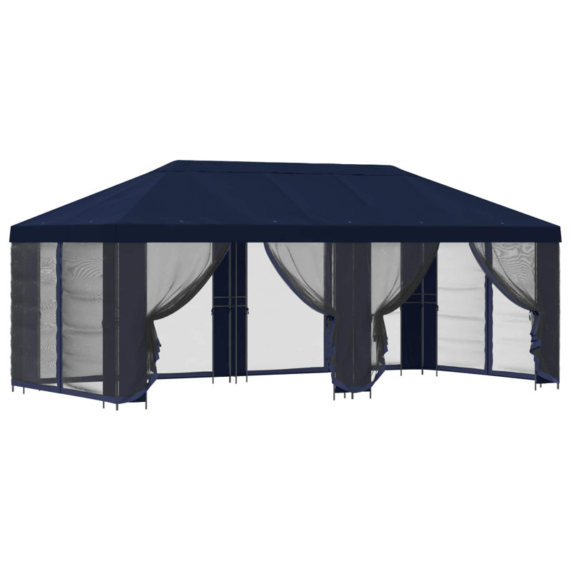 Vidaxl Gazebo Polyester And Steel, Blue, 276.5cm H x 600cm W x 300cm D