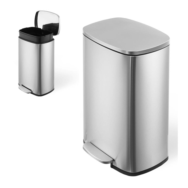 Silver Stainless Steel 50 Liter Pedal Trash Can for Commercial Use