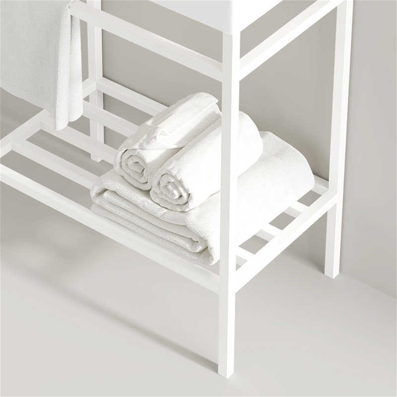 Meuble-lavabo autoportant sophistiqué avec rangement et lavabo durable, Blanc/mauve