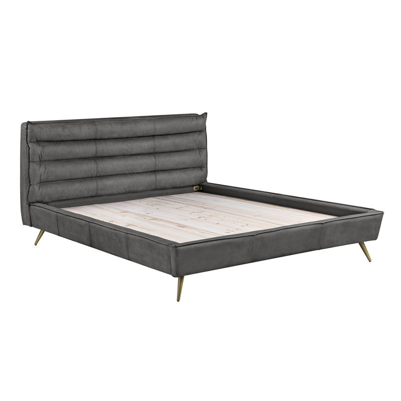 Divina Upholstered Platform Bed, Gray, Queen