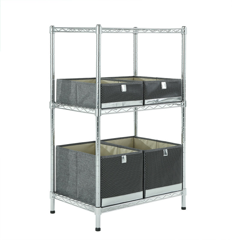 Jayly Steel Adjustable Shelving Unit, Chrome, 37.5" H x 23.6" W x 15.7" D