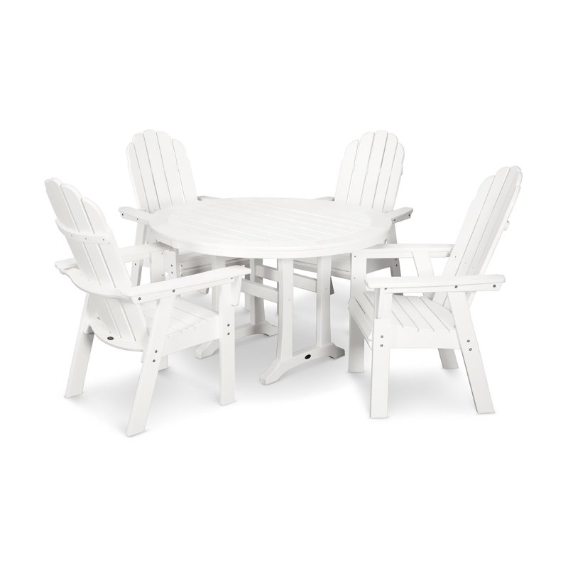 Ensemble repas 5 pièces POLYWOOD Vineyard Curveback Adirondack, Blanc