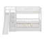 Lit superposé simple au-dessus de simple avec escalier coulissant et rangement, 2 tiroirs sous le lit et garde-corps de clôture-2059530000