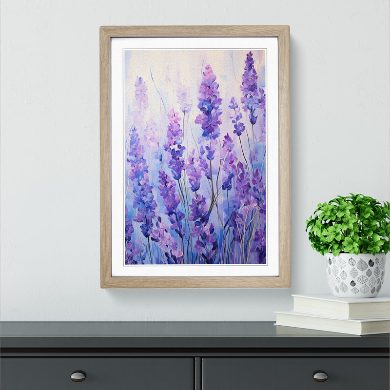 Lavender Flower Abstract - Framed Print, 34cm H x 25cm W x 2" D, Oak Framed