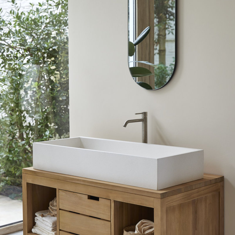 Tikamoon Terrazzo Rectangular Sink, 14 cm H x 100 cm W x 42 cm D