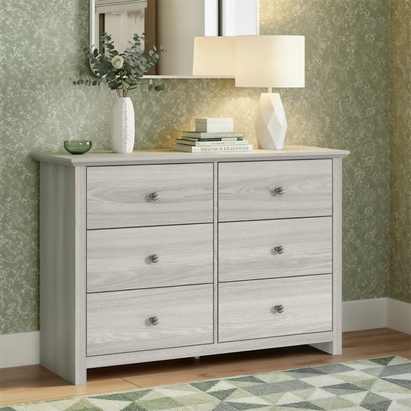 Commode double Tevrat à 6 tiroirs, Chêne gris chaud