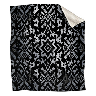 Black Damask Pattern Blankets