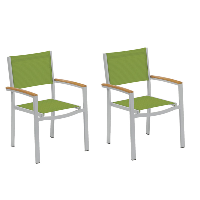 Travira Stacking Patio Dining Chair, Go Green, Tekwood Natural, Flint
