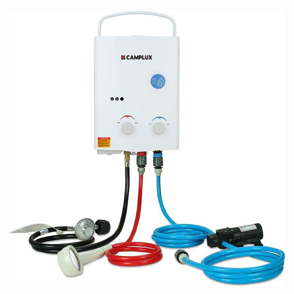 Camplux 5L 1.32 GPM Outdoor Portable Propane Gas Tankless Water Heater With 1.2 GPM Water Pump Camplux