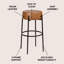 Paola 30" Industrial Round Backless Bar Stool, Caramel Brown Vegan Leather Seat and Black Metal Frame for Kitchen Island or Home Bar-225665045