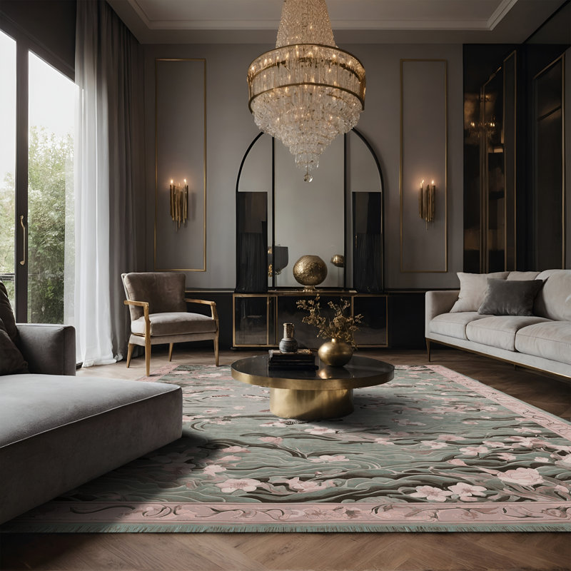 Tapis gris soyeux et moelleux, Rectangle 8 pi x 12 pi