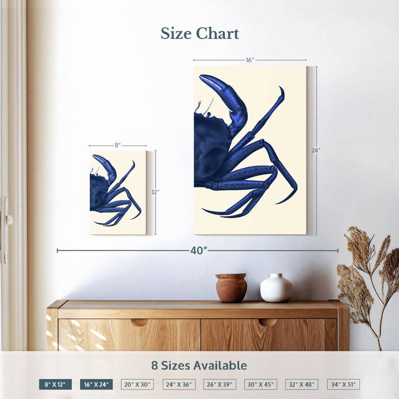 Brampt Contrasting Crab In Navy Blue B, 12" H x 8" W