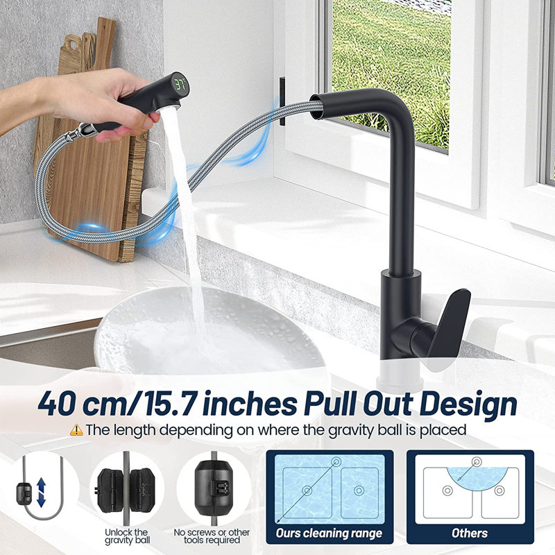 Belfry Kitchen Guilhem Pull Out Touchless Kitchen Faucet