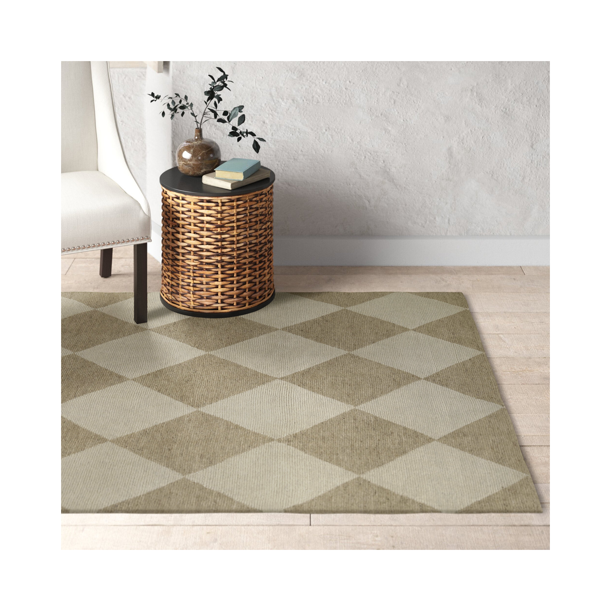 Winnie Handmade Wool Beige/Tan Rug, Rectangle 5' X 8'