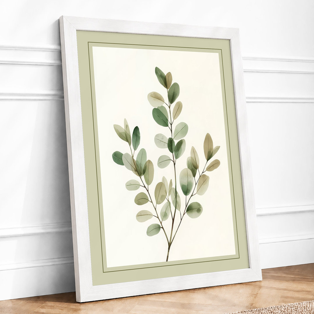 Single Stem in Sage Botanical Framed Art Print