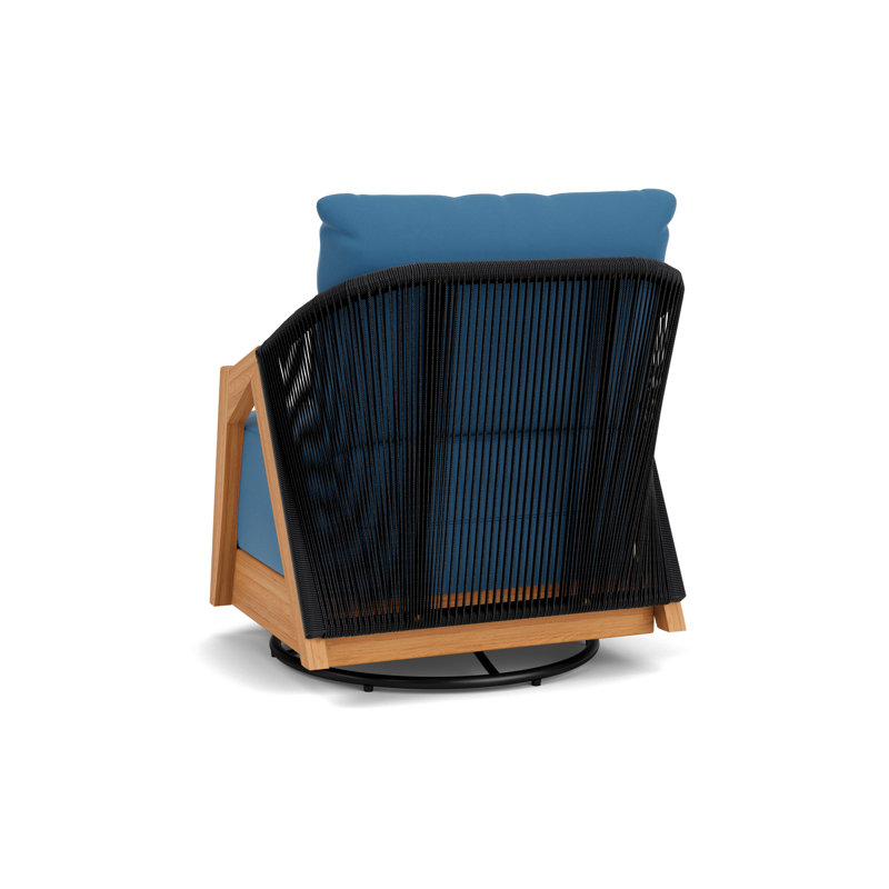 Alpine Outdoor Teak Swivel Lounge Chair, Bamboo Bay Sky