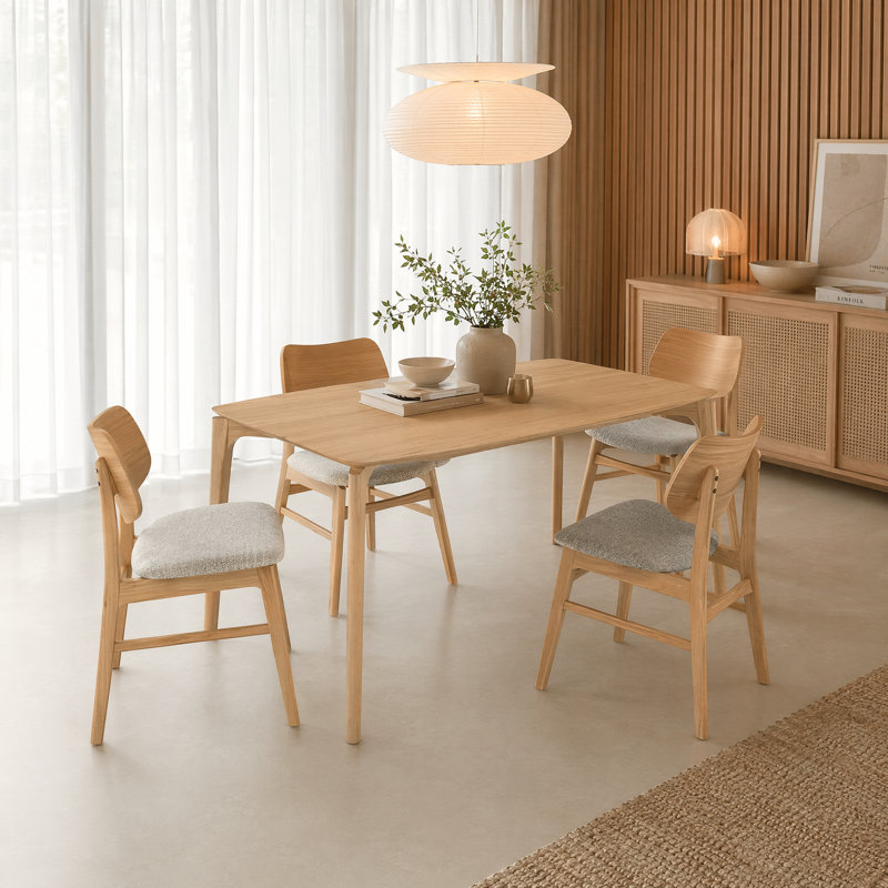 Ensemble de table de salle à manger 5 pièces Dunleavy, 5 Pieces: Table, 4 Chairs, Oak, Grey/Oak