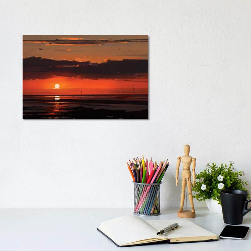Sunset - Wrapped Canvas Print, 20.32 cm H x 30.48 cm W