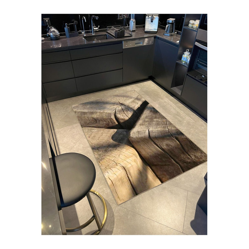 Tapis lavable à motif en bois, Sous-tapis rectangulaire de 3 pi 3 po x 4 pi 11 po