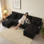 Très grand canapé-lit modulaire en U 107 po avec lit escamotable et chaises de rangement doubles, 107 po, noir-393066675