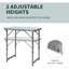 Table de camping pliante Outsunny de 23 po avec hauteur réglable, table portable légère avec poignée de transport, table de camping pliante pour l'extérieur