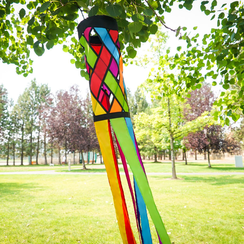 Colorful 40-Inch Polyester Lattice Windsock with Tails