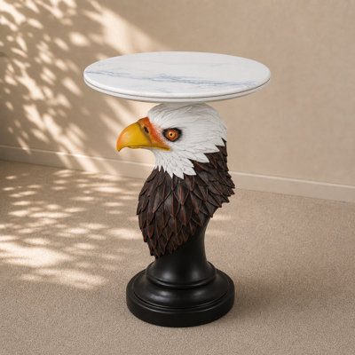 Eagle Head Marble-Top Accent Table