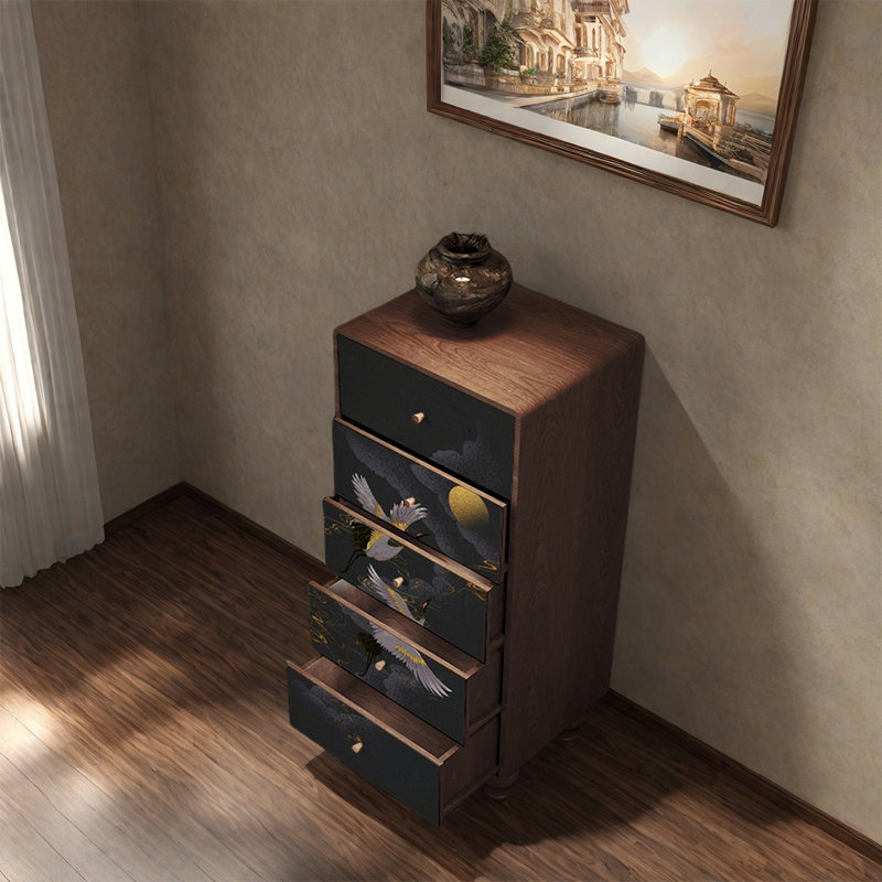 Armoire à cinq tiroirs en bois massif, Noyer