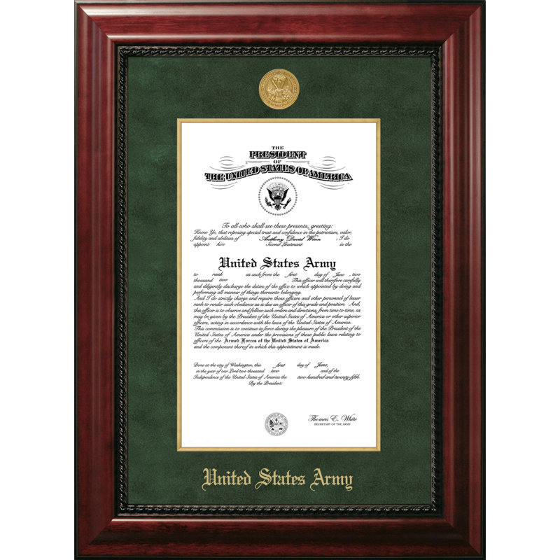 Cadre photo du président du certificat armée, 8.5 po X 11 po