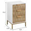 Table de chevet avec 3 tiroirs, pieds Mid-Century en métal doré