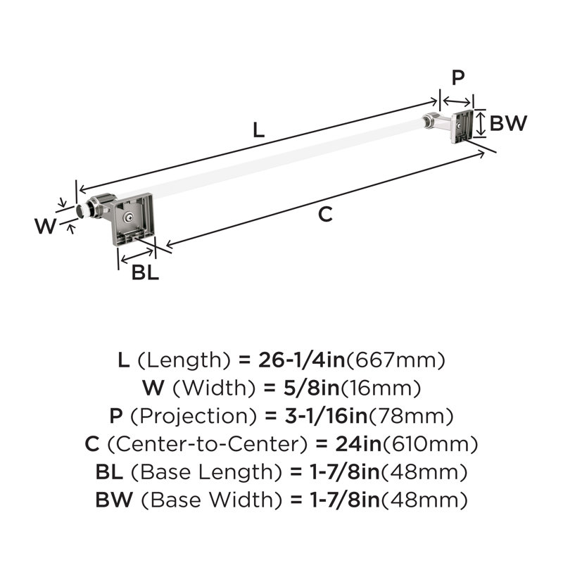 Porte-serviettes Glacio transparent / nickel poli, H 26,25 po x l 26,25 po x P 3,06 po