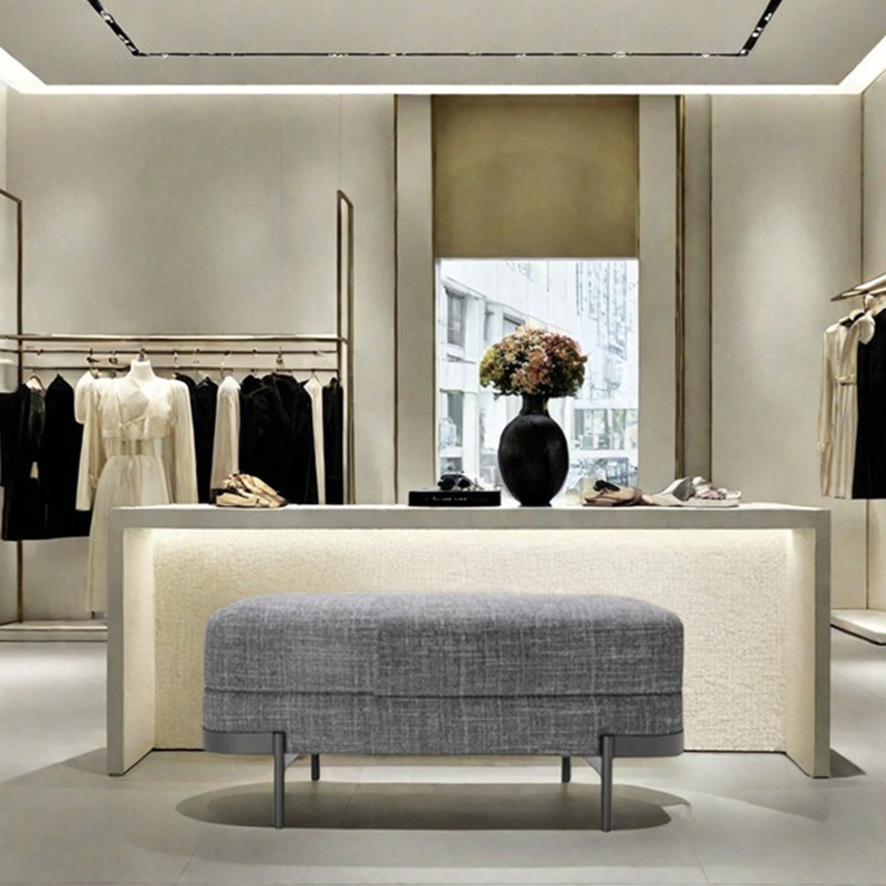 Banc en coton et lin, H 16,54 po x l 39,37 po x P 15,75 po