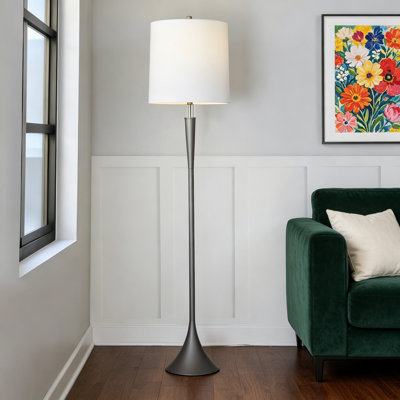 Set of 2 Metal Floor Lamp with Linen Shade