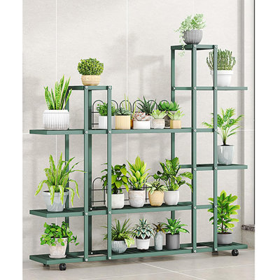 Tiered Plant Shelf Corner Ladder Plant Holder with Wheels by Arlmont & Co.