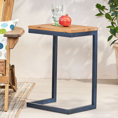 Table d'appoint moyenne - Combinaison de bois naturel et de métal style sapin de fer industriel