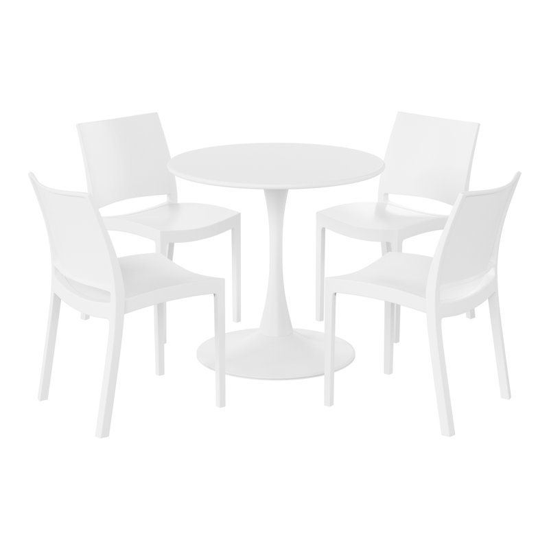 Ensemble repas d'extérieur rond, Blanc