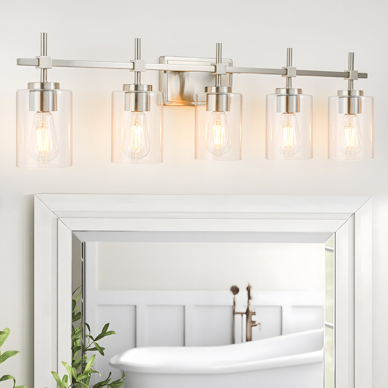 Applique murale moderne à intensité variable pour meuble-lavabo Aviara Lights, Nickel brossé, Harwich